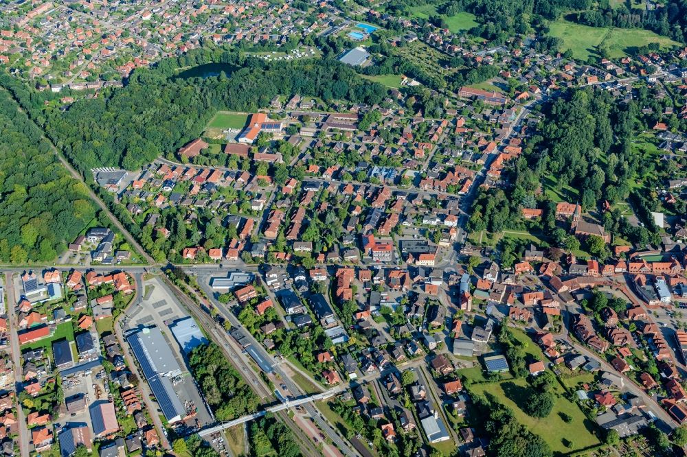 Aerial image Harsefeld - Town View of the streets and houses of the residential areas in Harsefeld in the state Lower Saxony, Germany