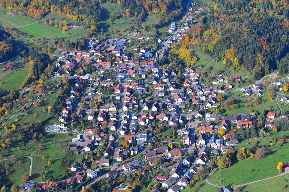Hasel from above - Town View of the streets and houses of the residential areas in Hasel in the state Baden-Wuerttemberg, Germany