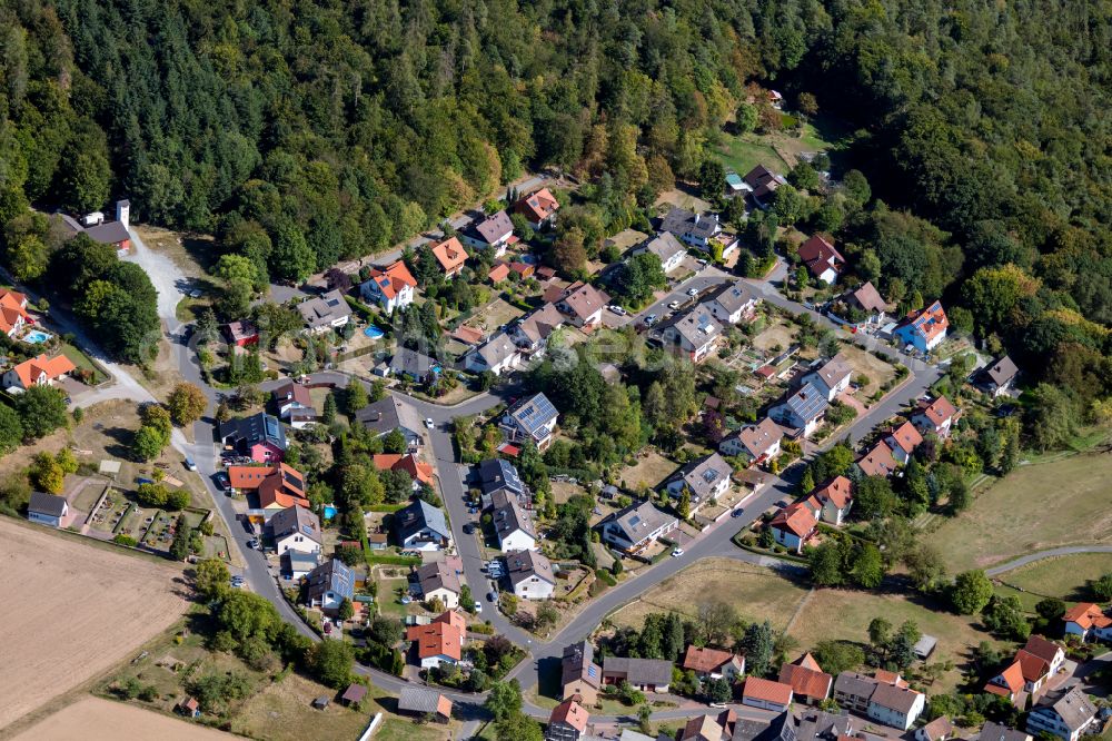 Aerial photograph Hasselberg - Town View of the streets and houses of the residential areas in Hasselberg in the state Bavaria, Germany