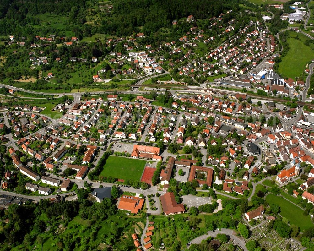 Aerial photograph Hausen - Town View of the streets and houses of the residential areas in Hausen in the state Baden-Wuerttemberg, Germany