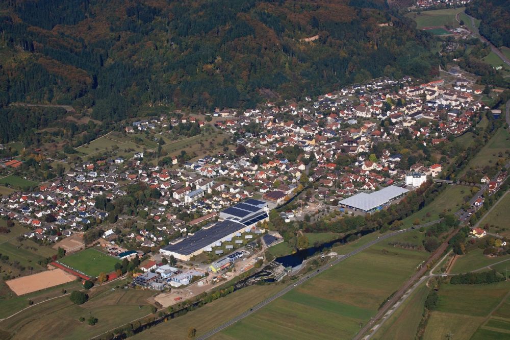 Hausen im Wiesental from above - Town view of the residential areas in Hausen im Wiesental in the state Baden-Wuerttemberg