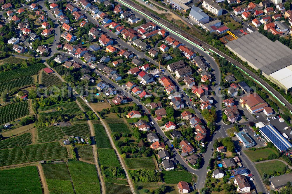 Heidingsfeld from above - Town View of the streets and houses of the residential areas in Heidingsfeld in the state Bavaria, Germany