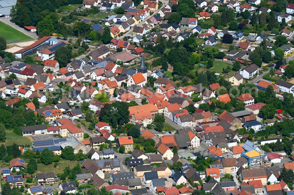 Helmstadt-Bargen from above - Town View of the streets and houses of the residential areas in Helmstadt-Bargen in the state Baden-Wuerttemberg, Germany