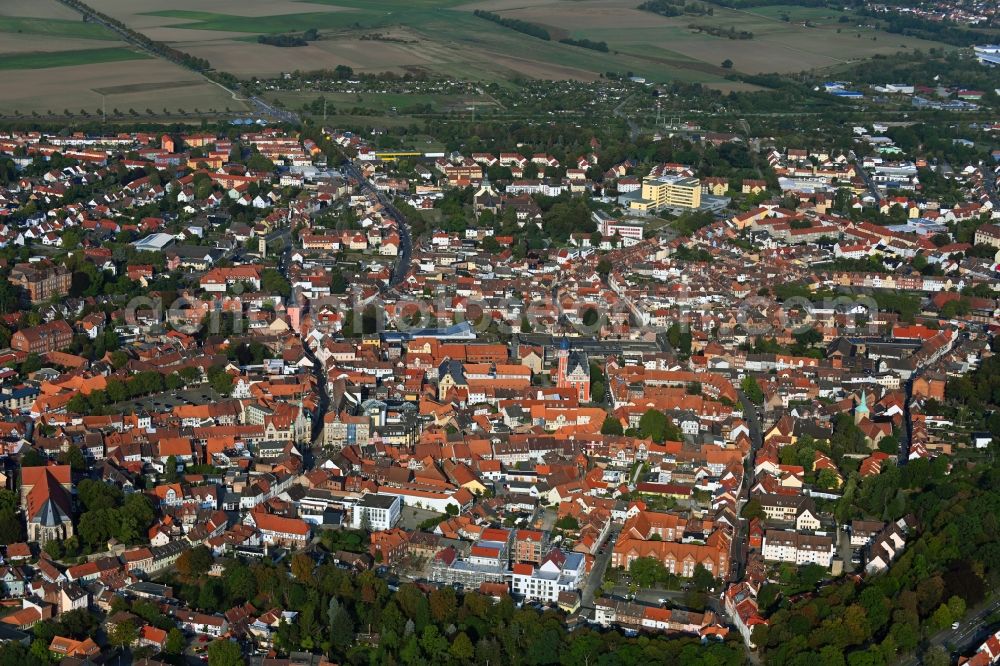 Helmstedt from the bird's eye view: Town View of the streets and houses of the residential areas in Helmstedt in the state Lower Saxony, Germany