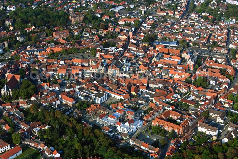 Aerial image Helmstedt - Town View of the streets and houses of the residential areas in Helmstedt in the state Lower Saxony, Germany