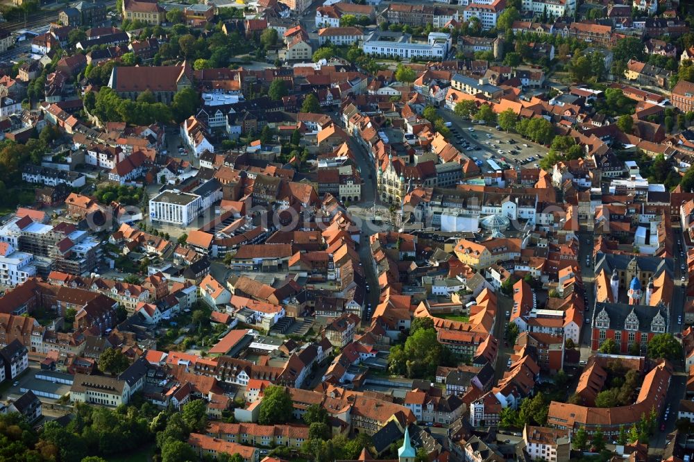 Helmstedt from above - Town View of the streets and houses of the residential areas in Helmstedt in the state Lower Saxony, Germany