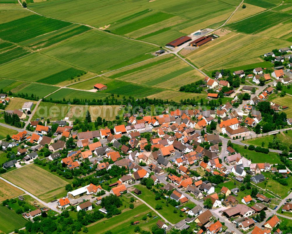 Hemmendorf from above - Town View of the streets and houses of the residential areas in Hemmendorf in the state Baden-Wuerttemberg, Germany