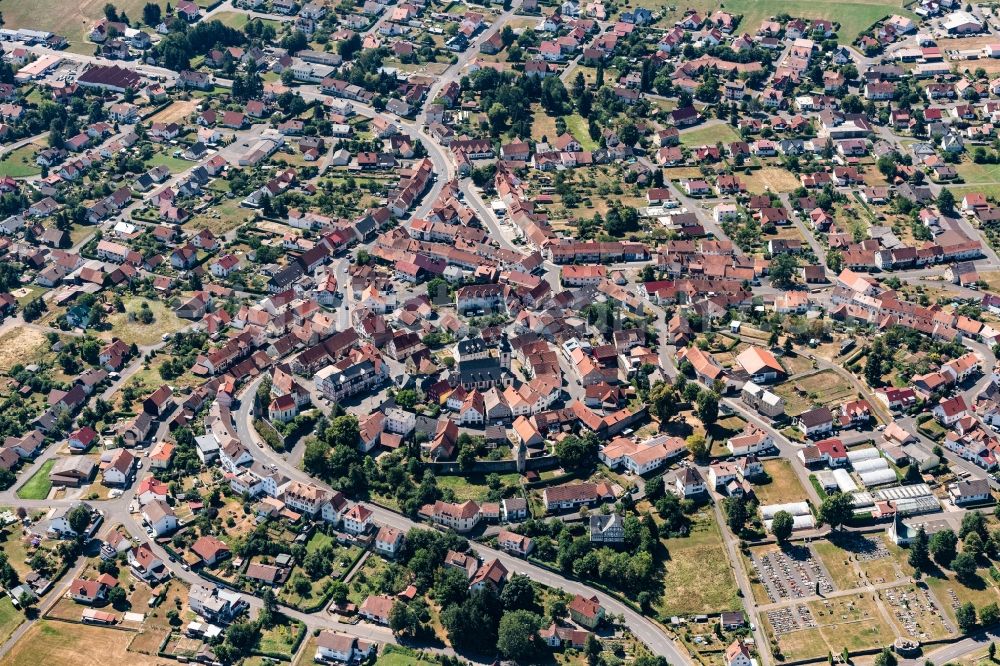 Aerial image Herbstein - Town View of the streets and houses of the residential areas in Herbstein in the state Hesse, Germany