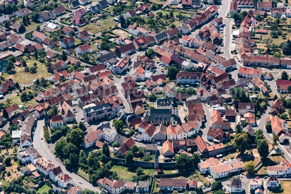 Aerial photograph Herbstein - Town View of the streets and houses of the residential areas in Herbstein in the state Hesse, Germany
