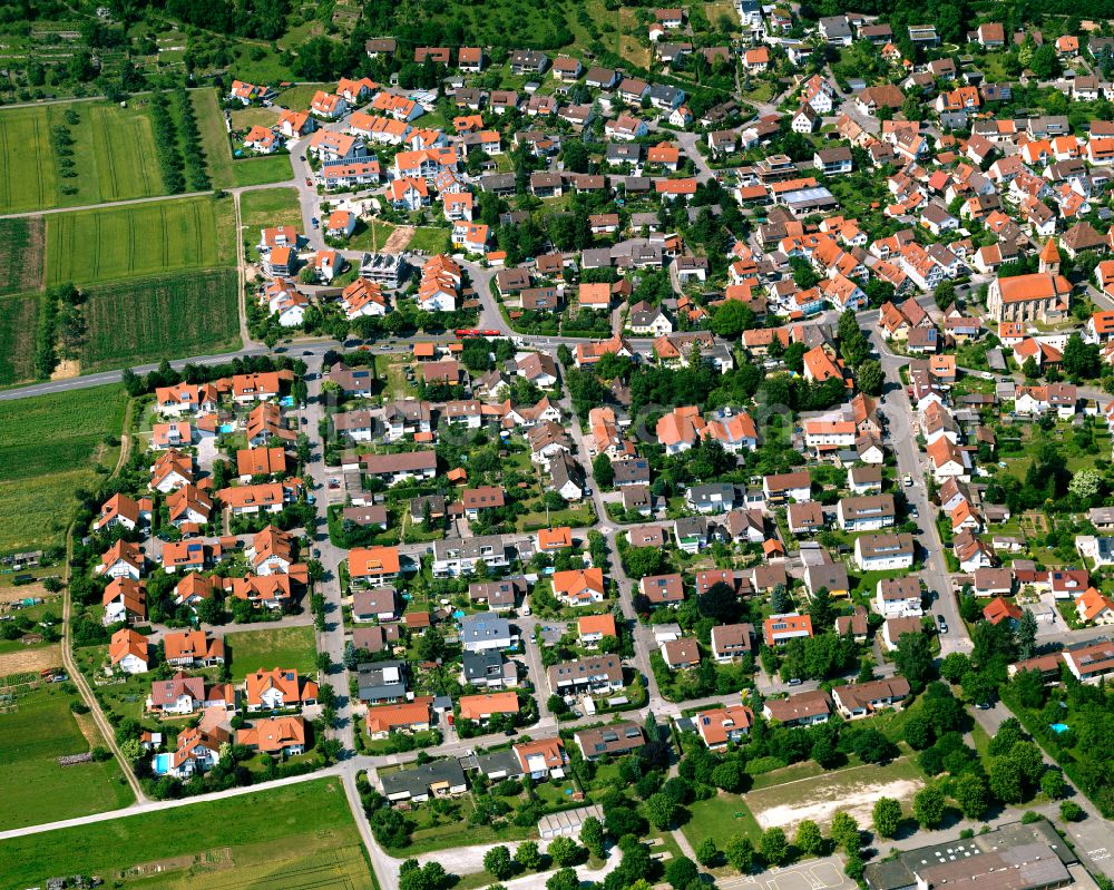 Hirschau from above - Town View of the streets and houses of the residential areas in Hirschau in the state Baden-Wuerttemberg, Germany