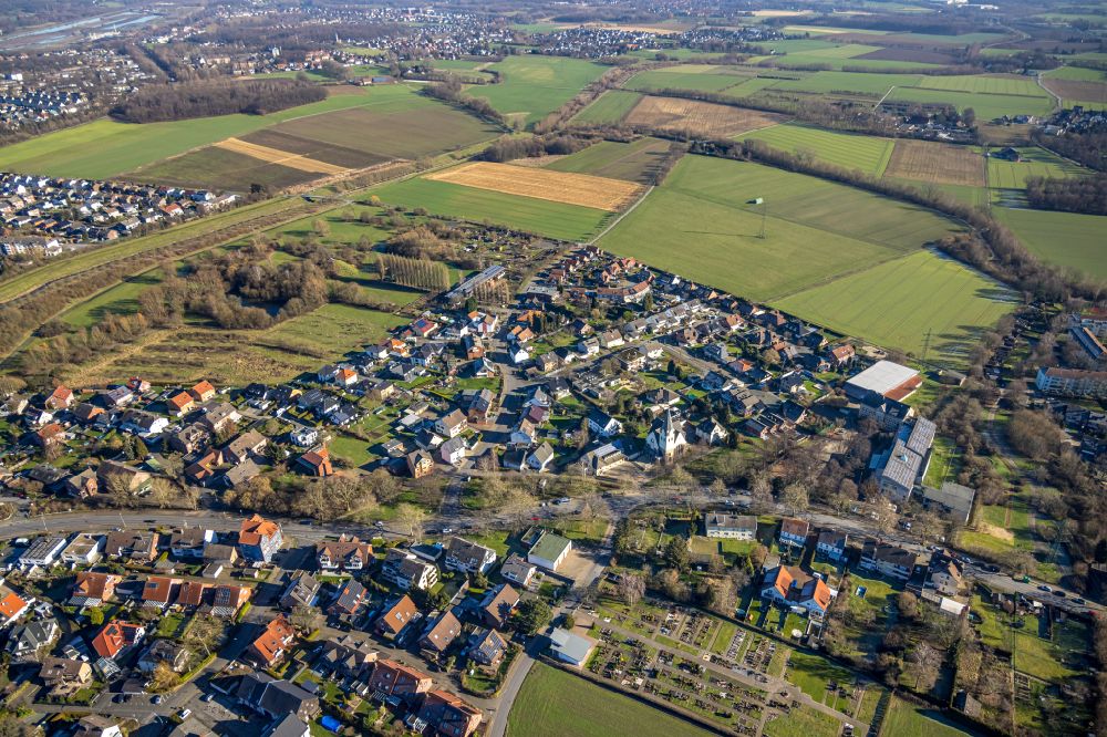 Aerial image Lünen - Town View of the streets and houses of the residential areas in Horstmar at Ruhrgebiet in the state North Rhine-Westphalia, Germany