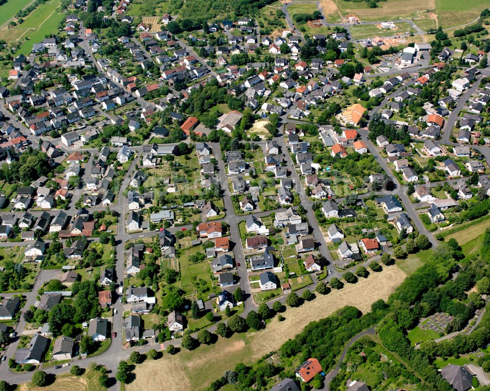 Aerial image Hörbach - Town View of the streets and houses of the residential areas in Hörbach in the state Hesse, Germany