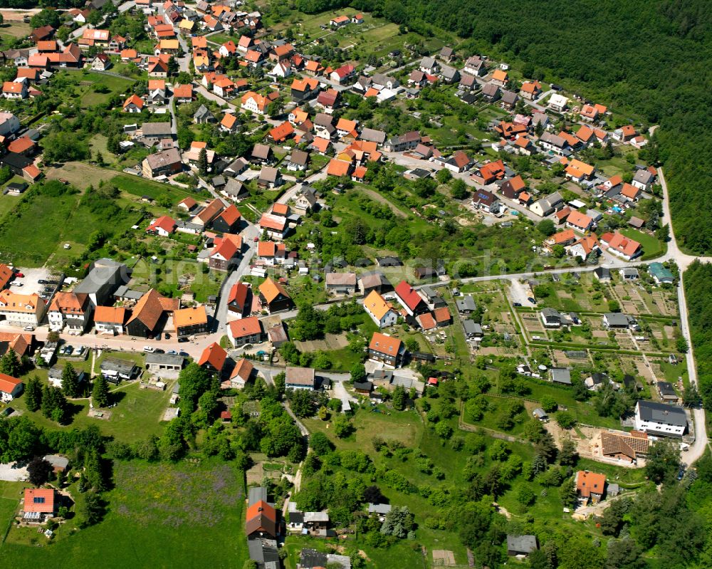 Aerial image Hüttenrode - Town View of the streets and houses of the residential areas in Hüttenrode in the state Saxony-Anhalt, Germany