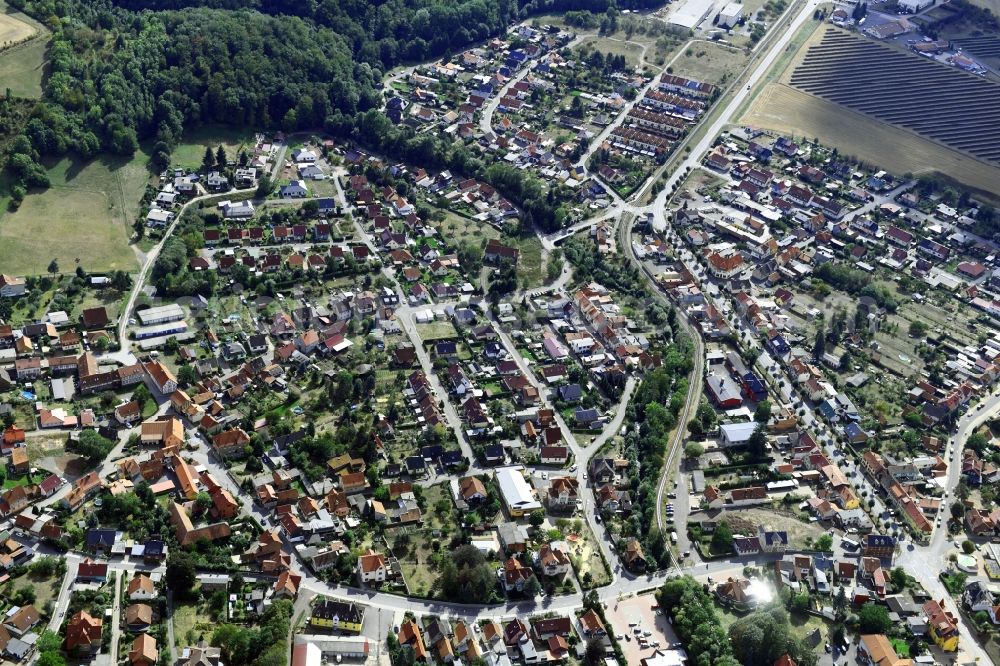 Ilfeld from above - Town View of the streets and houses of the residential areas in Ilfeld in the state Thuringia, Germany