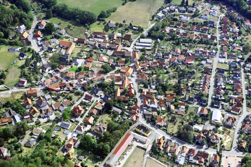 Ilfeld from the bird's eye view: Town View of the streets and houses of the residential areas in Ilfeld in the state Thuringia, Germany