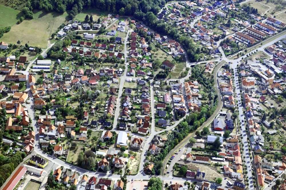 Aerial image Ilfeld - Town View of the streets and houses of the residential areas in Ilfeld in the state Thuringia, Germany