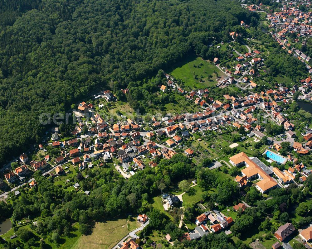 Ilsenburg (Harz) from above - Town View of the streets and houses of the residential areas in Ilsenburg (Harz) in the Harz in the state Saxony-Anhalt, Germany