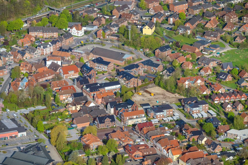 Horneburg from above - Town view of the city center in Horneburg in the state Lower Saxony, Germany