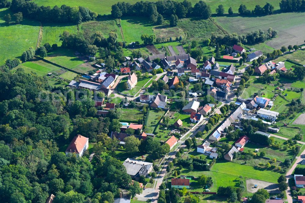 Isterbies from the bird's eye view: Town View of the streets and houses of the residential areas in Isterbies in the state Saxony-Anhalt, Germany
