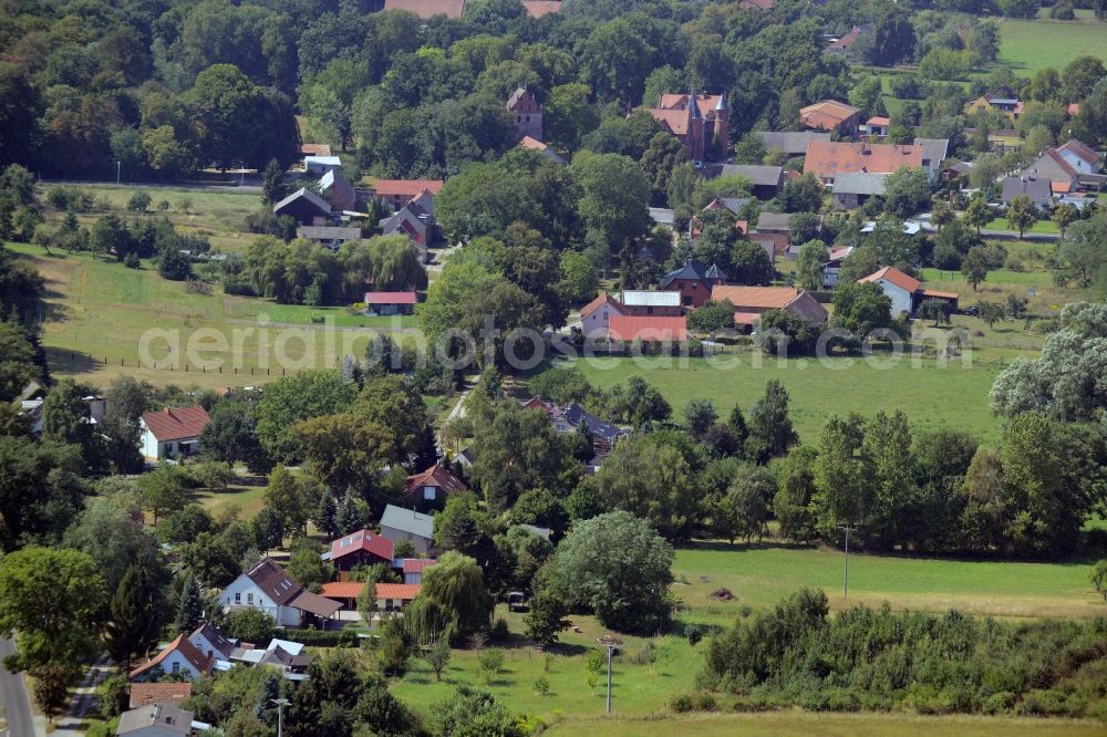 Jahnsfelde from above - Town View of the streets and houses of the residential areas in Jahnsfelde in the state Brandenburg