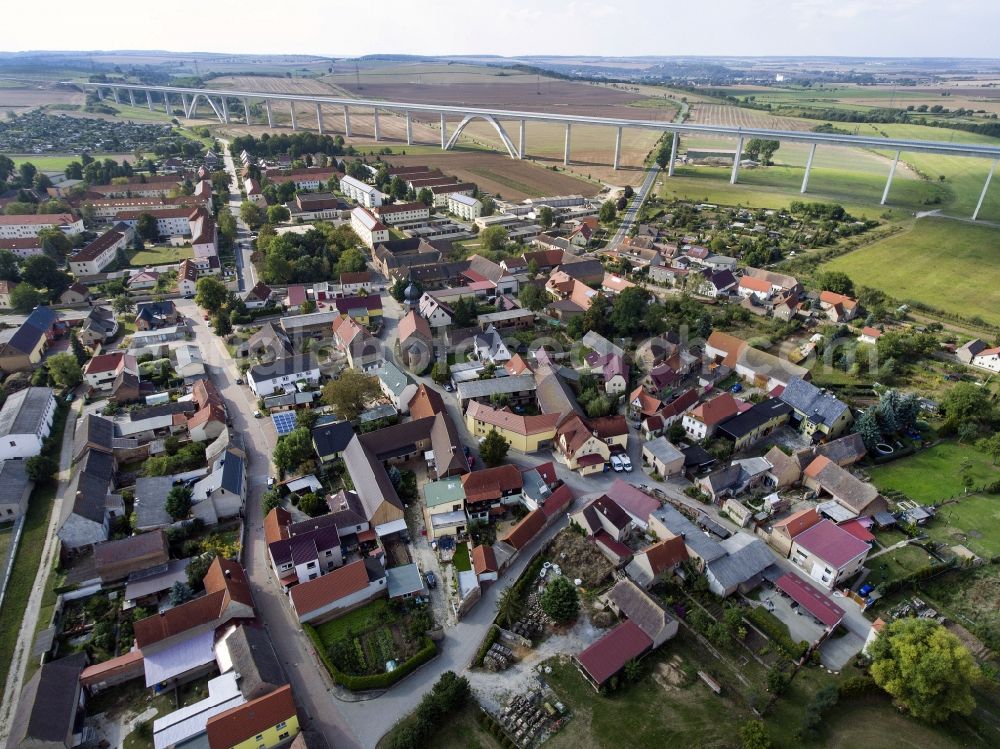 Karsdorf from the bird's eye view: Town View of the streets and houses of the residential areas in Karsdorf in the state Saxony-Anhalt, Germany