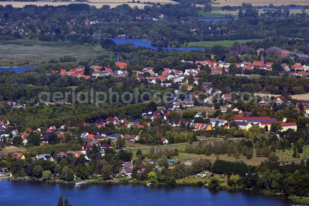Ketzin from above - Town View of the streets and houses of the residential areas in Ketzin in the state Brandenburg, Germany