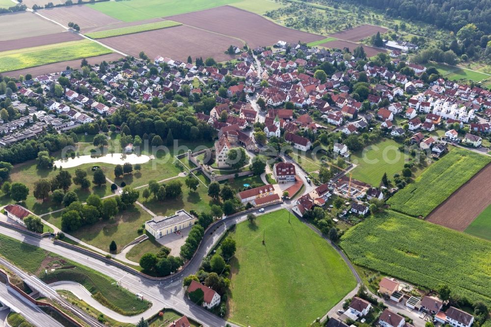 Kilchberg from above - Town View of the streets and houses of the residential areas in Kilchberg in the state Baden-Wuerttemberg, Germany