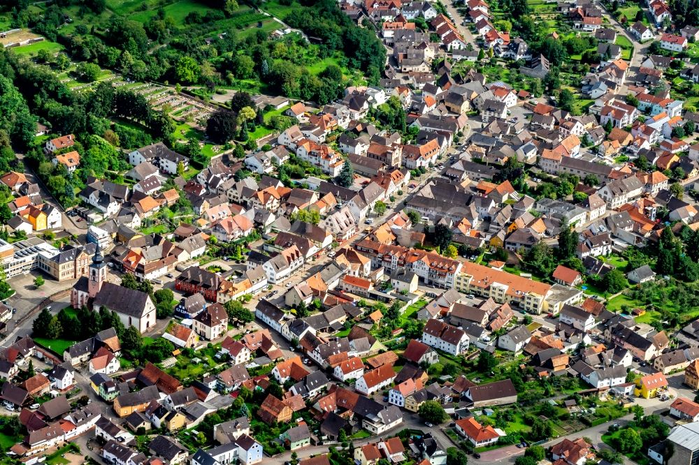 Kippenheim from the bird's eye view: Town View of the streets and houses of the residential areas in Kippenheim in the state Baden-Wurttemberg, Germany