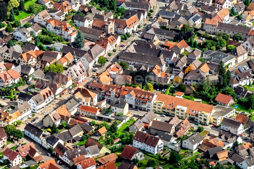 Aerial image Kippenheim - Town View of the streets and houses of the residential areas in Kippenheim in the state Baden-Wurttemberg, Germany