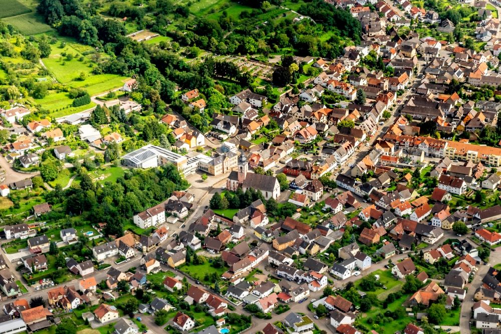 Kippenheim from above - Town View of the streets and houses of the residential areas in Kippenheim in the state Baden-Wurttemberg, Germany