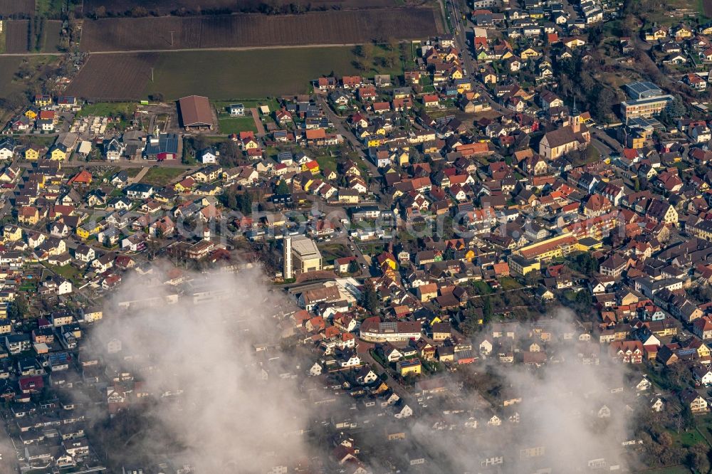 Aerial image Kippenheim - Town View of the streets and houses of the residential areas in Kippenheim in the state Baden-Wurttemberg, Germany