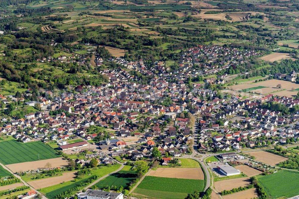Aerial photograph Kippenheim - Town View of the streets and houses of the residential areas in Kippenheim in the state Baden-Wuerttemberg