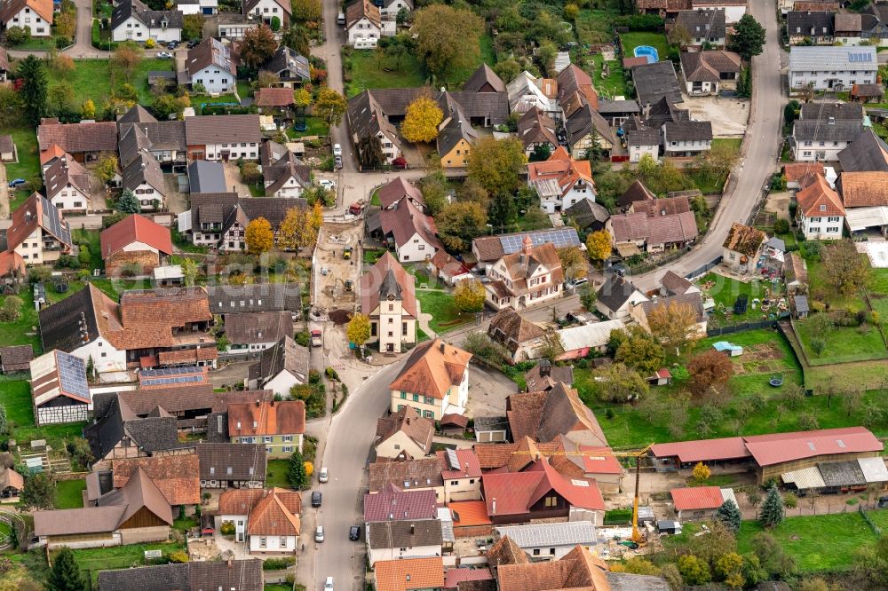 Aerial image Schwanau - Town View of the streets and houses of the residential areas in Schwanau in the state Baden-Wurttemberg, Germany