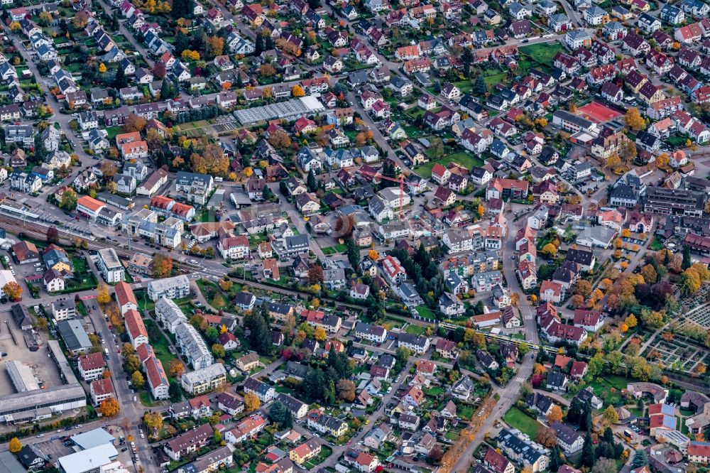 Kirchzarten from the bird's eye view: Town View of the streets and houses of the residential areas in Kirchzarten in the state Baden-Wuerttemberg, Germany