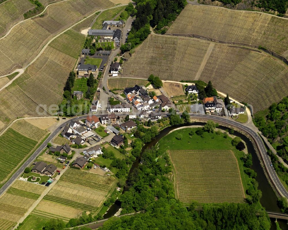 Dernau from the bird's eye view: View and monastery of Marienthal in Dernau in the state of Rhineland-Palatinate. Marienthal is located in the Ahr Valley between vineyards and on the slopes of a hill. The monastery is an important historic building of which the abbey still remains