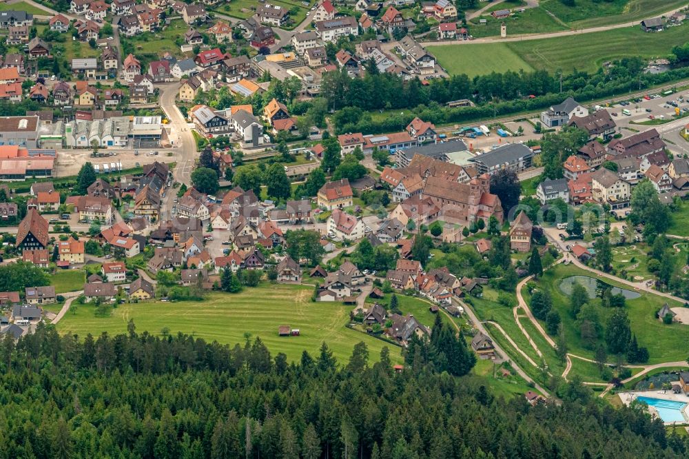 Aerial image Klosterreichenbach - Location view of the streets and houses of residential areas in the valley landscape surrounded by mountains in Klosterreichenbach in the state Baden-Wuerttemberg, Germany