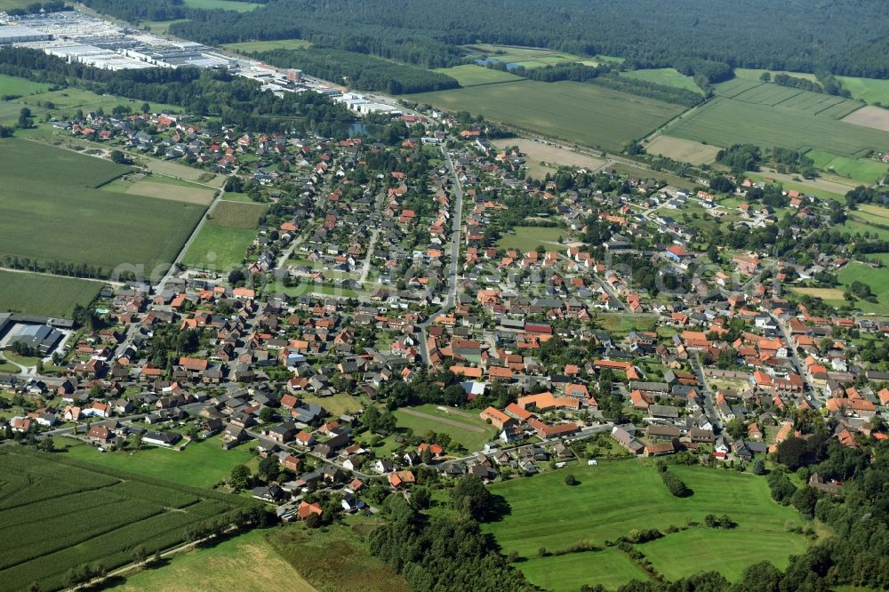 Knesebeck from above - View of the village of Knesebeck in the state of Lower Saxony