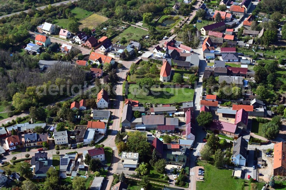 Aerial image Korbetha - Town View of the streets and houses of the residential areas in Korbetha in the state Saxony-Anhalt, Germany