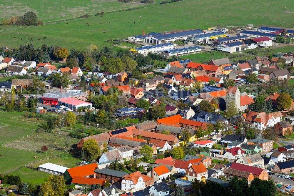 Körbelitz from the bird's eye view: Town View of the streets and houses of the residential areas in Koerbelitz in the state Saxony-Anhalt, Germany