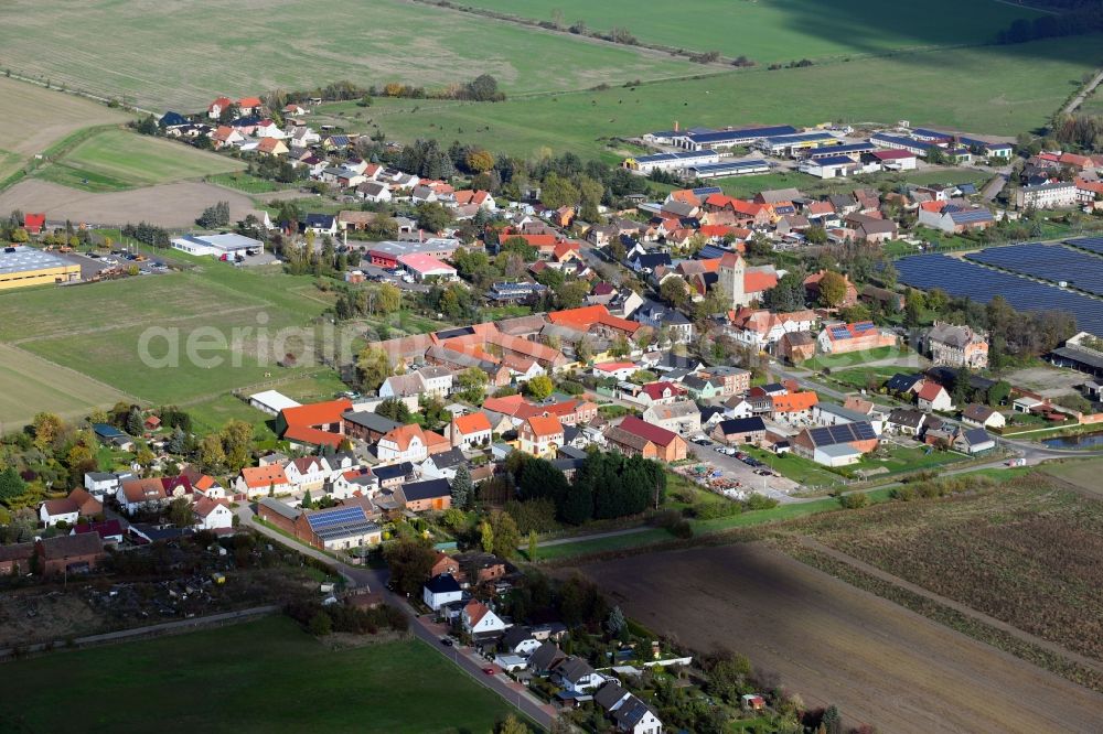 Aerial image Körbelitz - Town View of the streets and houses of the residential areas in Koerbelitz in the state Saxony-Anhalt, Germany