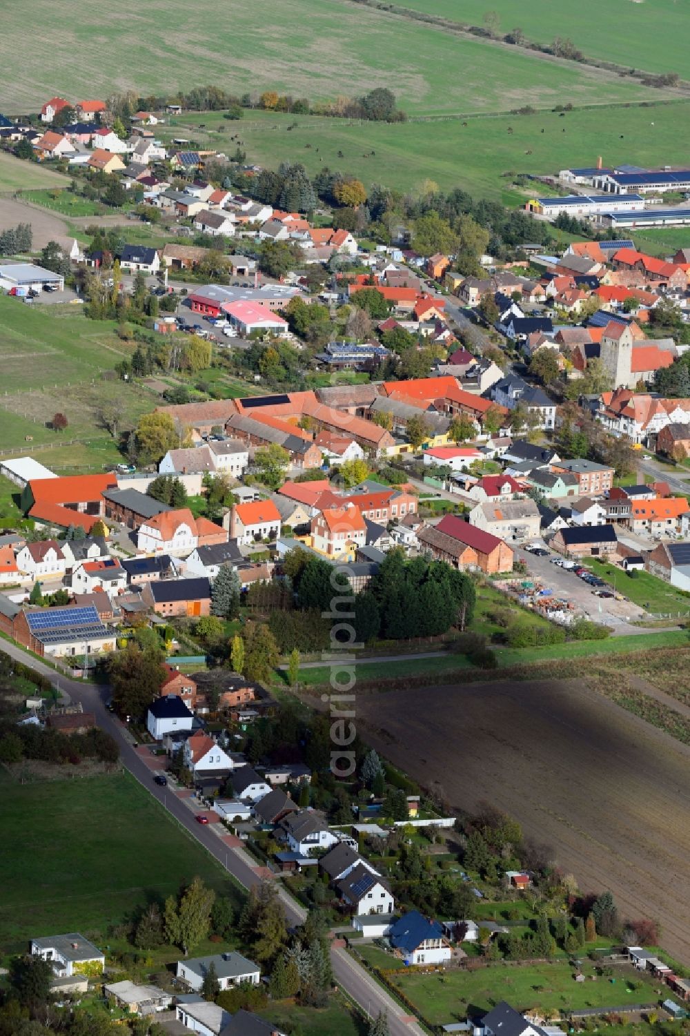 Aerial photograph Körbelitz - Town View of the streets and houses of the residential areas in Koerbelitz in the state Saxony-Anhalt, Germany