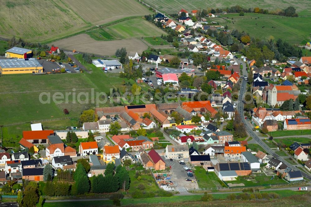 Körbelitz from above - Town View of the streets and houses of the residential areas in Koerbelitz in the state Saxony-Anhalt, Germany
