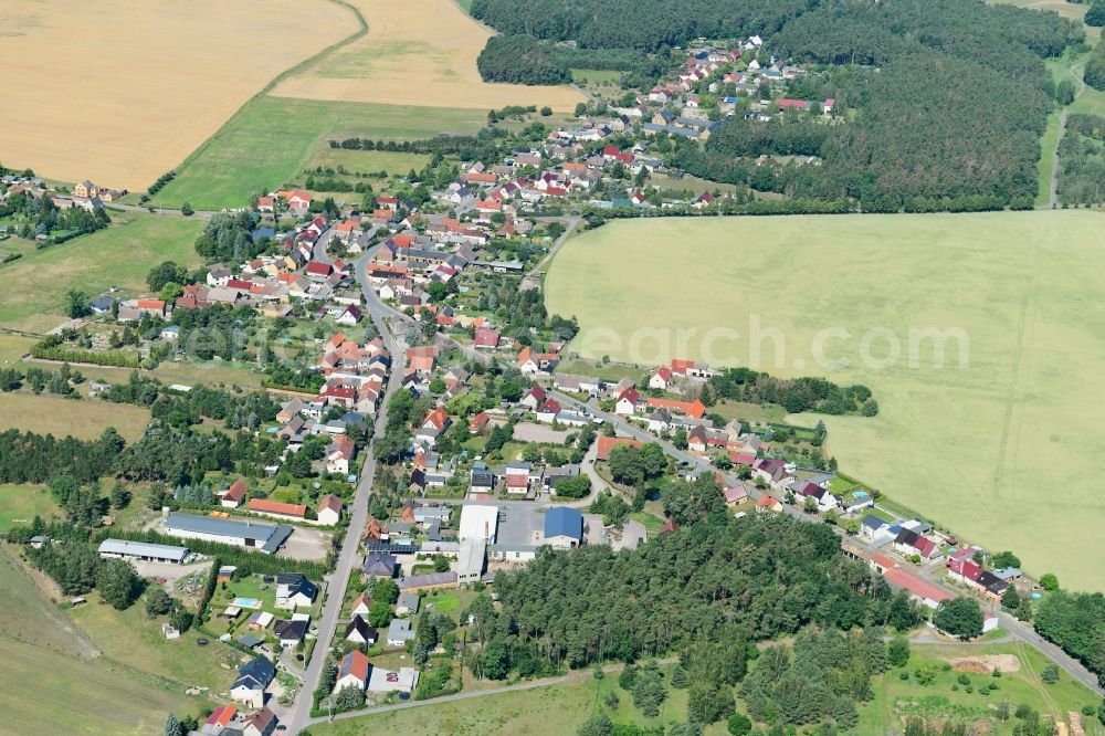 Aerial image Krina - Town View of the streets and houses in Krina in the state Saxony-Anhalt, Germany