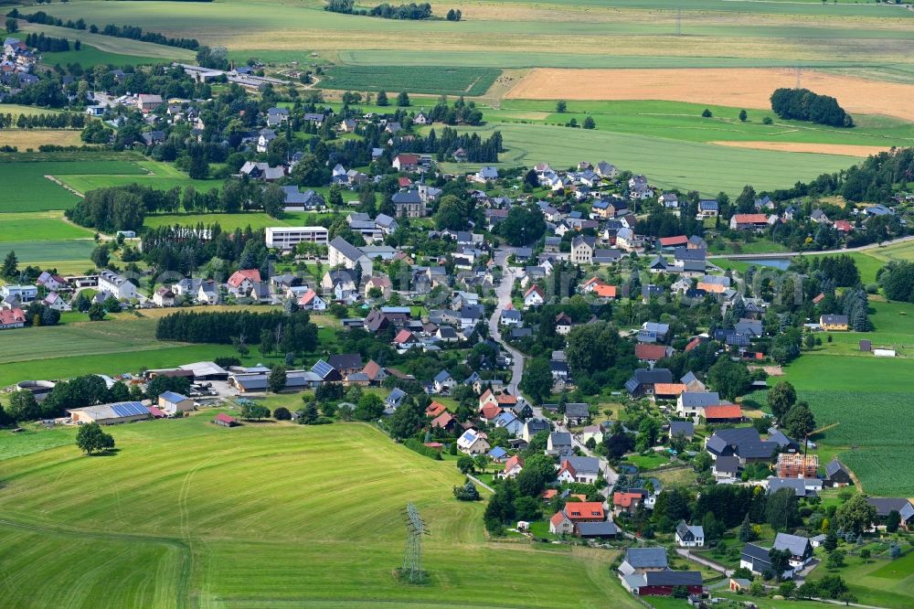 Aerial image Langenberg - Town View of the streets and houses of the residential areas in Langenberg in the state Saxony, Germany