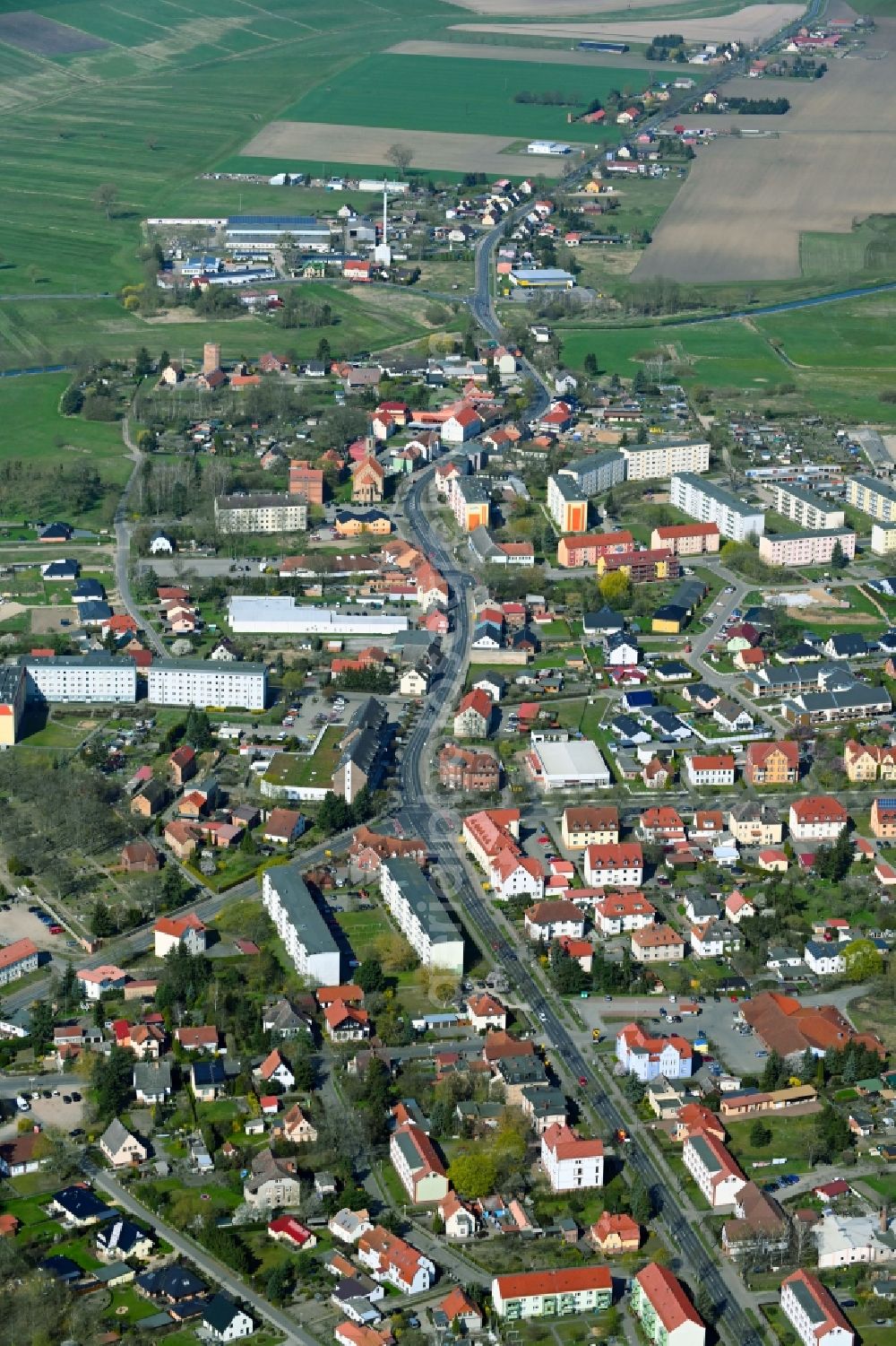 Aerial image Löcknitz - Town View of the streets and houses of the residential areas in Loecknitz in the state Mecklenburg - Western Pomerania, Germany