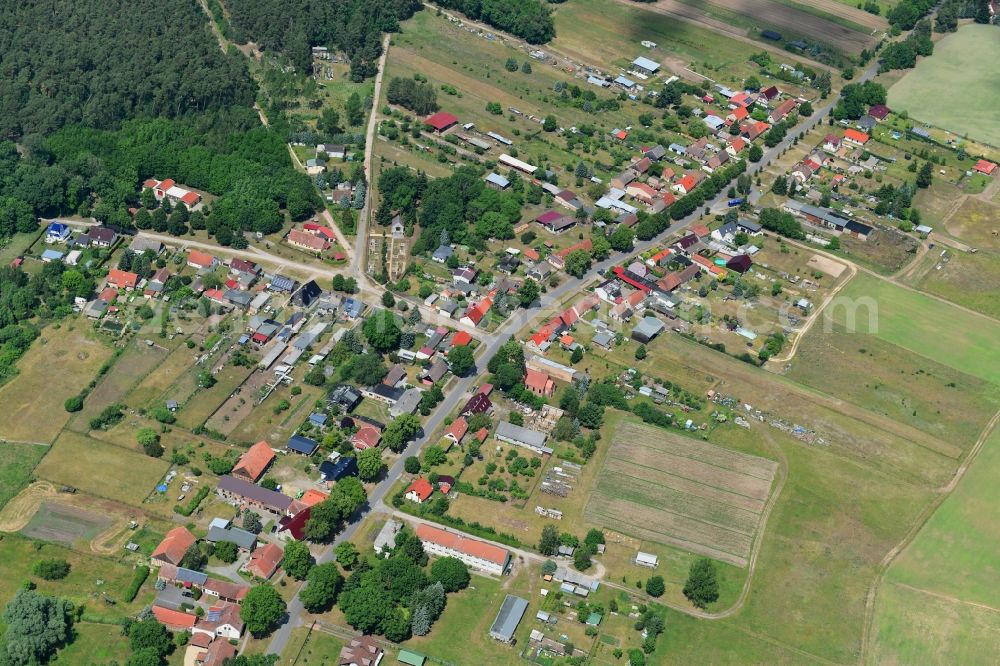 Aerial image Liebenthal - Town View of the streets and houses of the residential areas in Liebenthal in the state Brandenburg, Germany