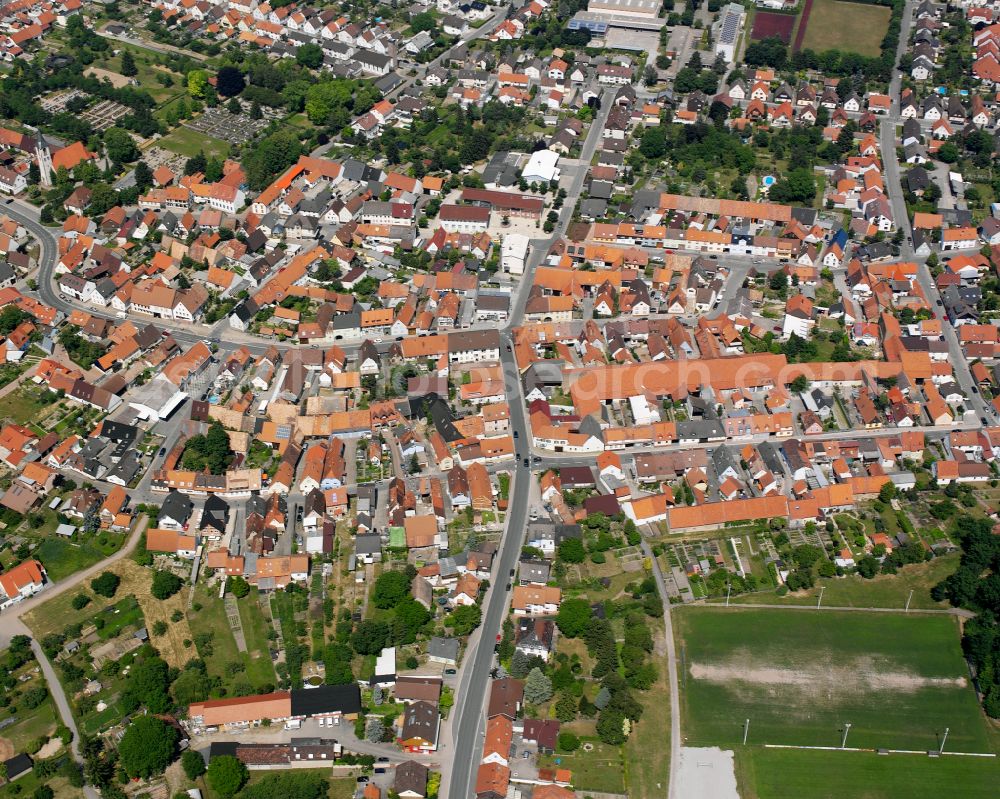 Aerial image Liedolsheim - Town View of the streets and houses of the residential areas in Liedolsheim in the state Baden-Wuerttemberg, Germany