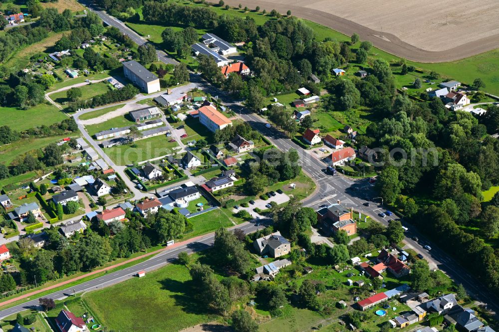 Aerial image Löbnitz - Town View of the streets and houses of the residential areas in Loebnitz in the state Mecklenburg - Western Pomerania, Germany