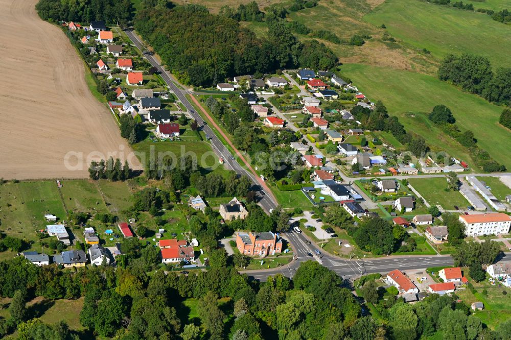 Löbnitz from above - Town View of the streets and houses of the residential areas in Loebnitz in the state Mecklenburg - Western Pomerania, Germany