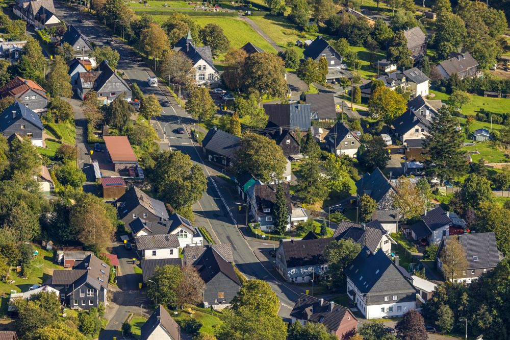 Aerial image Lützel - Town View of the streets and houses of the residential areas in Luetzel in the state North Rhine-Westphalia, Germany